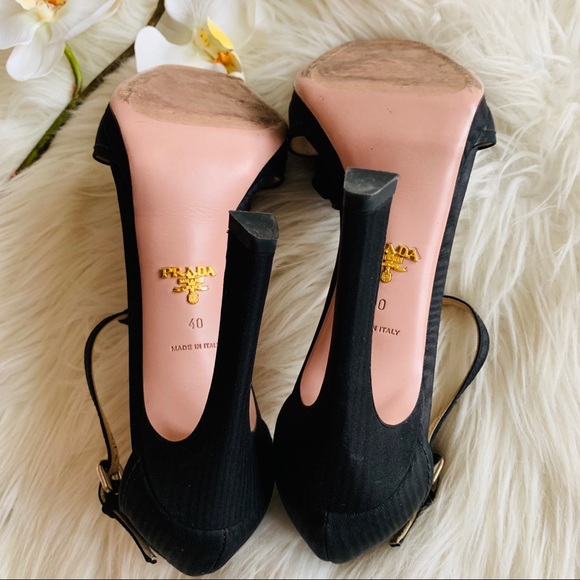 PRADA Black Satin Jewel T strap High Heels Sz 40 - Picture 5 of 8